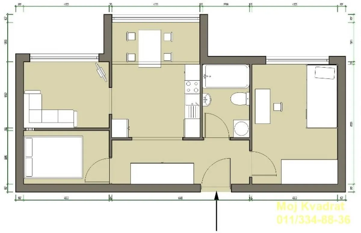 Sale, two bedroom apartment, 56m², Kanarevo Brdo, Beograd