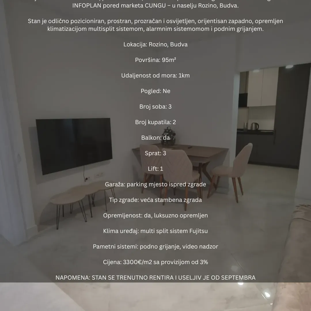 Sale, three bedroom apartment, 95m², Budva, Crna Gora