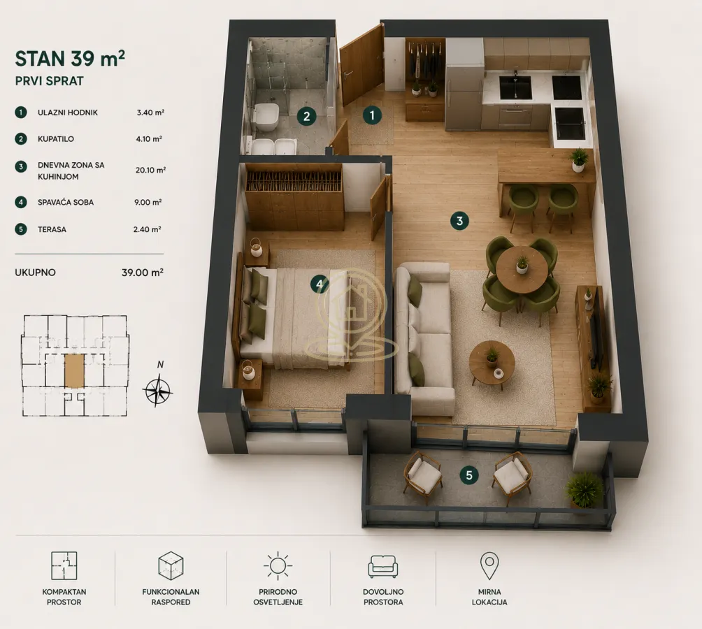 Prodaja, jednosoban stan, 38m², Centar, Vrnjačka Banja