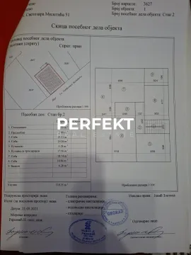 Skica posebnog dela objekta sa tabelom površina prostorija. - image 14
