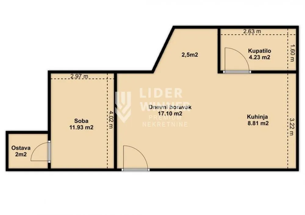 Sale, one bedroom apartment, 46m², Stari Grad, Beograd