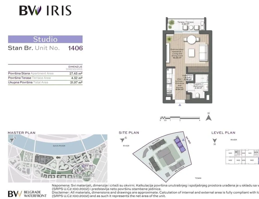 Sale, one bedroom apartment, 32m², Savski Venac, Beograd