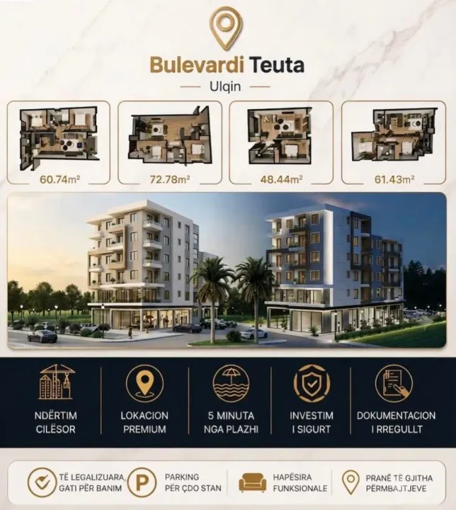 Sale, two bedroom apartment, 60m², Velika Plaža, Ulcinj