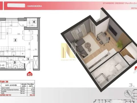 Sale, studio apartment, 30m², Petrovaradin, Novi Sad - image 12