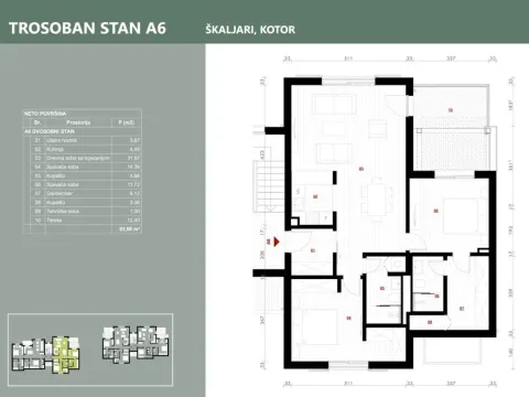 Sale, two bedroom apartment, 94m², Škaljari, Kotor - image 10