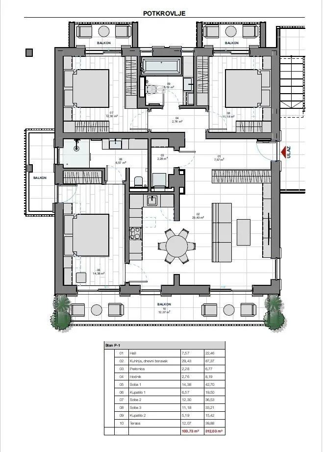 Prodaja, četvorosoban stan, 104m², Donja Lastva, Tivat