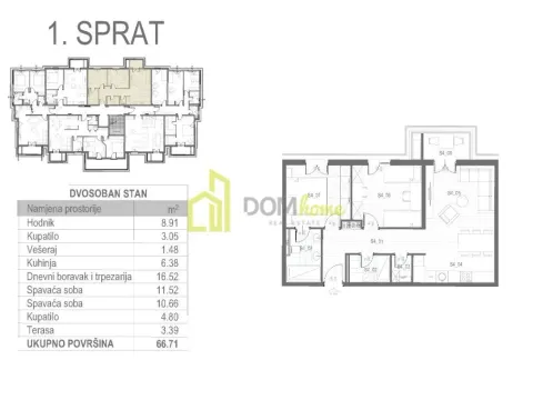 Prodaja, dvosoban stan, 67m², Tološi, Podgorica - image 4