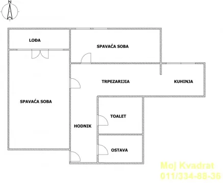Osnova stana sa rasporedom prostorija. - image 7