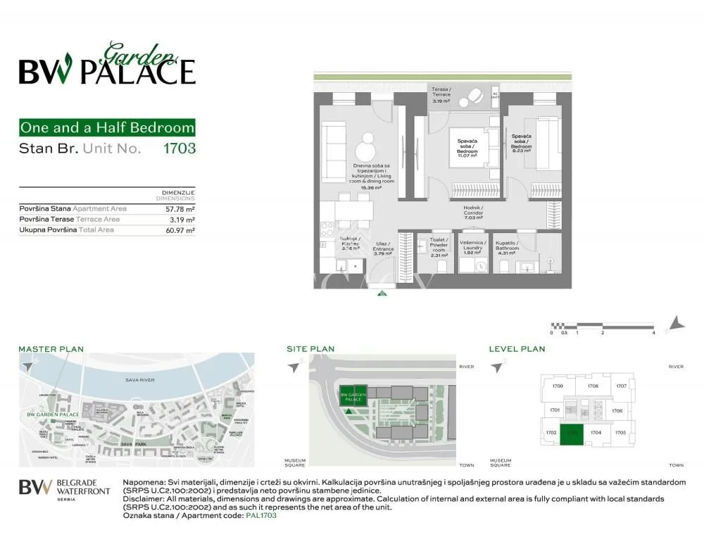 Sale, two bedroom apartment, 61m², Savski Venac, Beograd