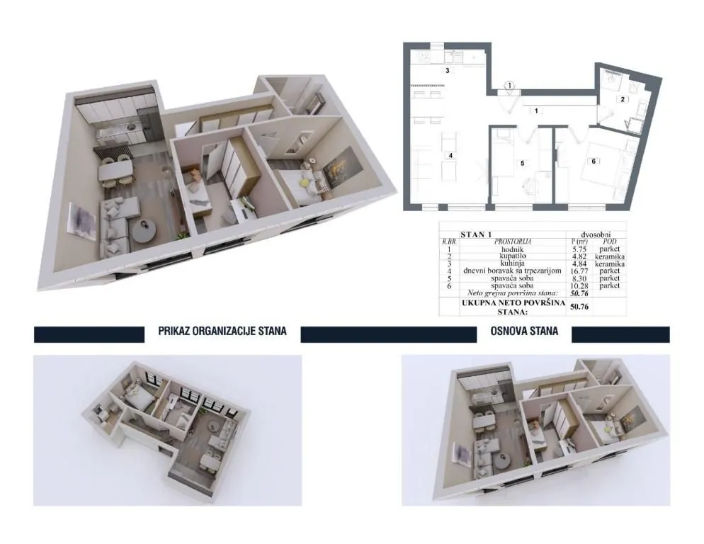 Sale, two bedroom apartment, 51m², Lekino Brdo, Voždovac Sve Podlokacije