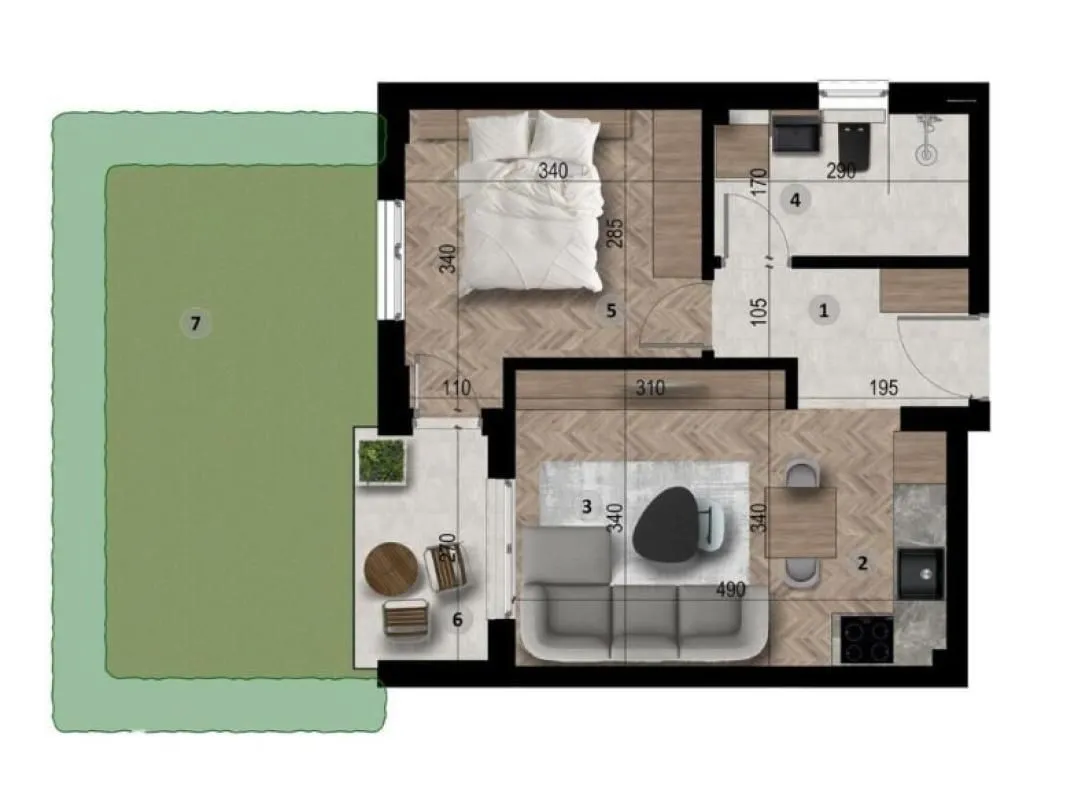 Sale, one bedroom apartment, 58m², Ilino, Bar