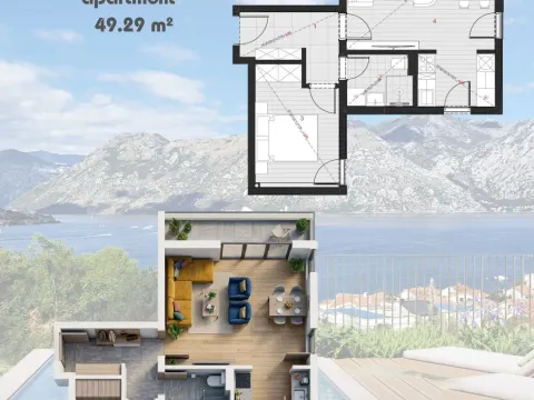 Prodaja, jednosoban stan, 49m², Dobrota, Kotor - image 2