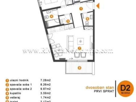 Prodaja, dvosoban stan, 59m², Tivat, Crna Gora - image 4