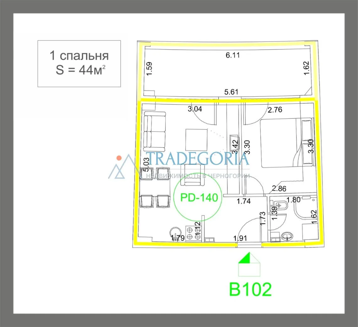 Prodaja, dvosoban stan, 83m², Budva, Crna Gora