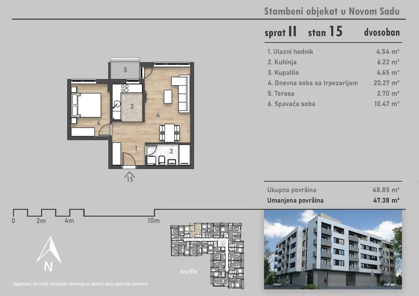 Prodaja, jednosoban stan, 47m², Salajka, Novi Sad Sve Podlokacije