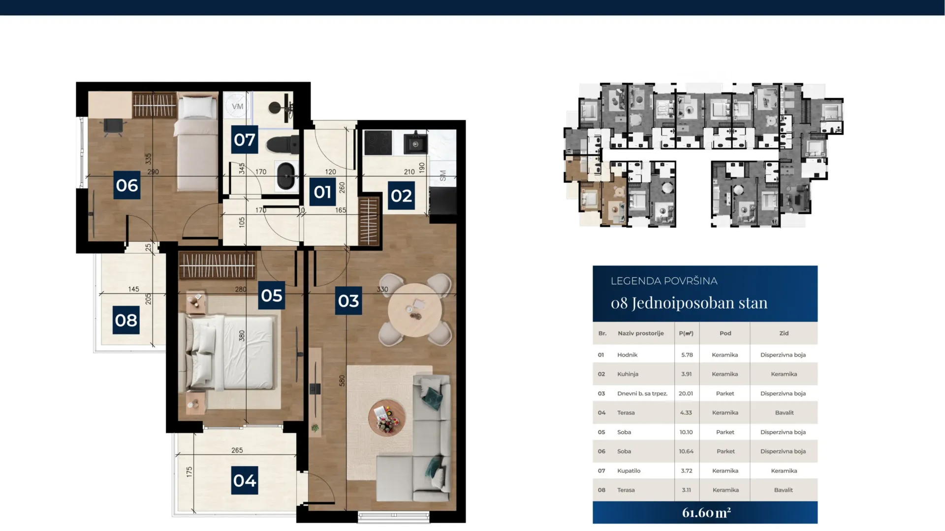 Prodaja, jednosoban stan, 46m², Zabjelo, Podgorica