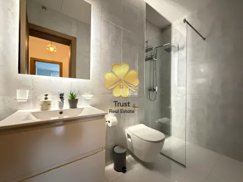 Modern bathroom with sink, walk-in shower, and toilet. - image 18