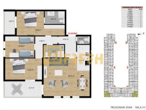 Prodaja, trosoban stan, 105m², Stari Aerodrom, Podgorica - image 2