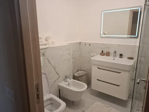 Moderno opremljeno kupatilo sa umivaonikom, wc šoljom i bideom. - image 11