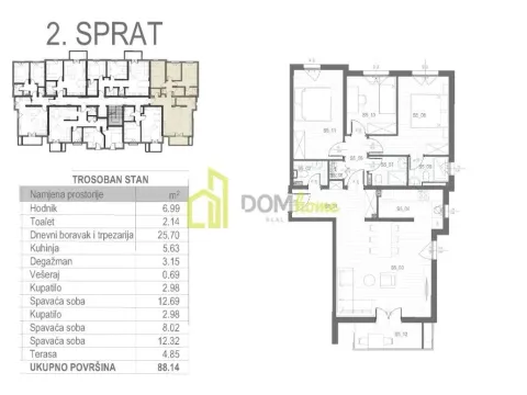 Prodaja, trosoban stan, 88m², Tološi, Podgorica - image 4
