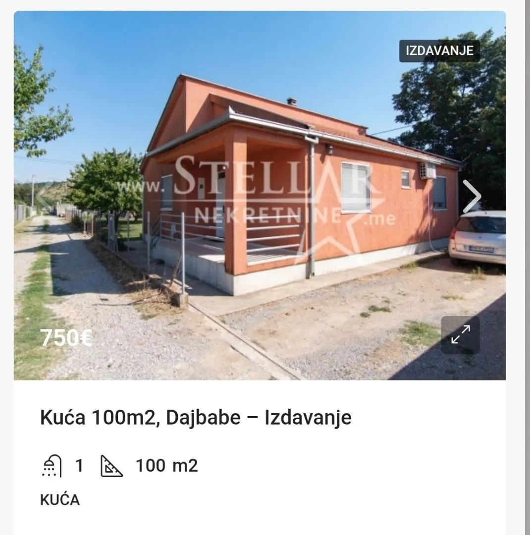 Izdavanje, kuća, 100m², Dajbabe, Podgorica