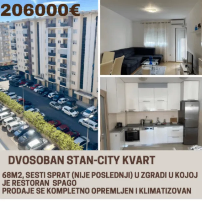 Prodaja, dvosoban stan, 68m², City Kvart, Podgorica