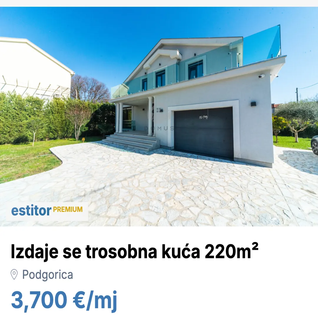 Izdavanje, kuća, 220m², Podgorica, Crna Gora
