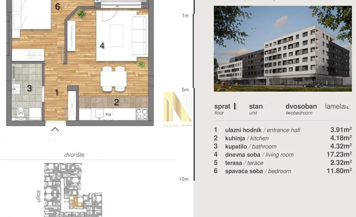 Sale, two bedroom apartment, 43m², Telep, Novi Sad Sve Podlokacije