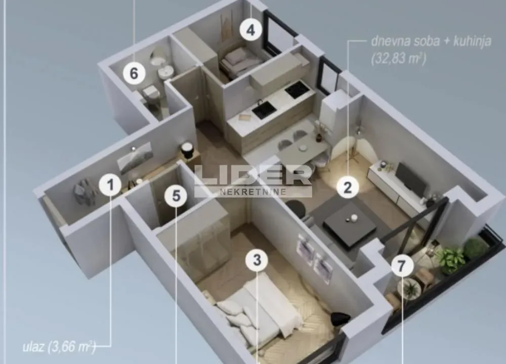 Prodaja, trosoban stan, 68m², Zeleno Brdo, Zvezdara Sve Podlokacije