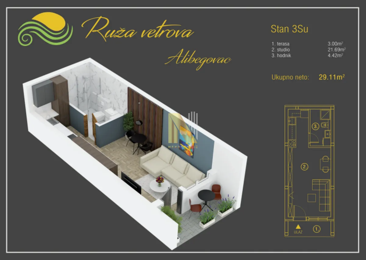 Prodaja, garsonjera, 29m², Alibegovac, Petrovaradin