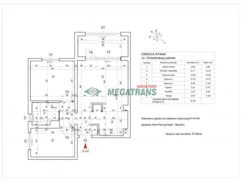 Sale, three bedroom apartment, 57m², Banatić, Novi Sad Sve Podlokacije - image 2