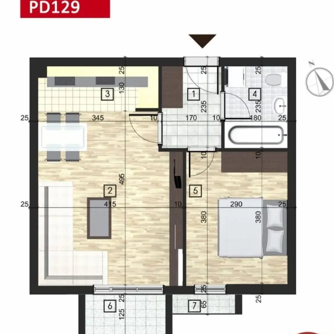 Sale, one bedroom apartment, 46m², Stari Aerodrom, Podgorica