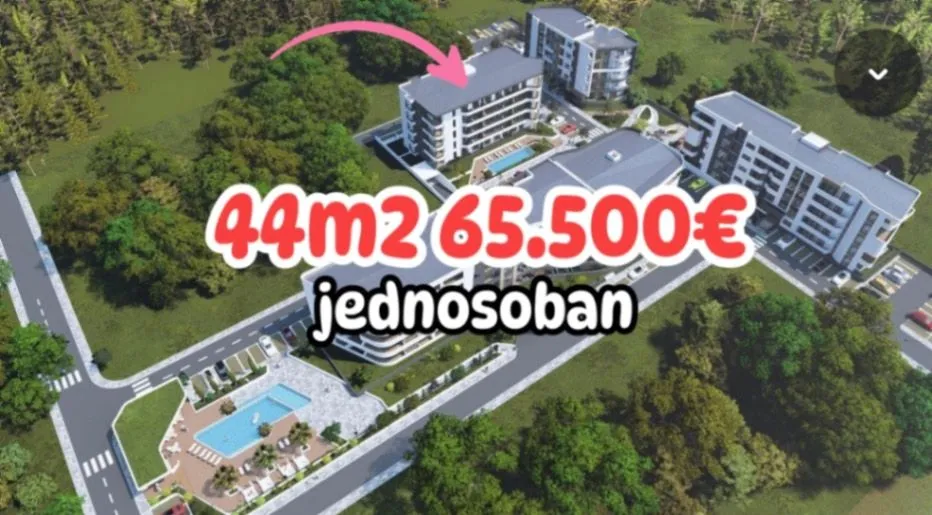 Prodaja, jednosoban stan, 44m², Velika Plaža, Ulcinj