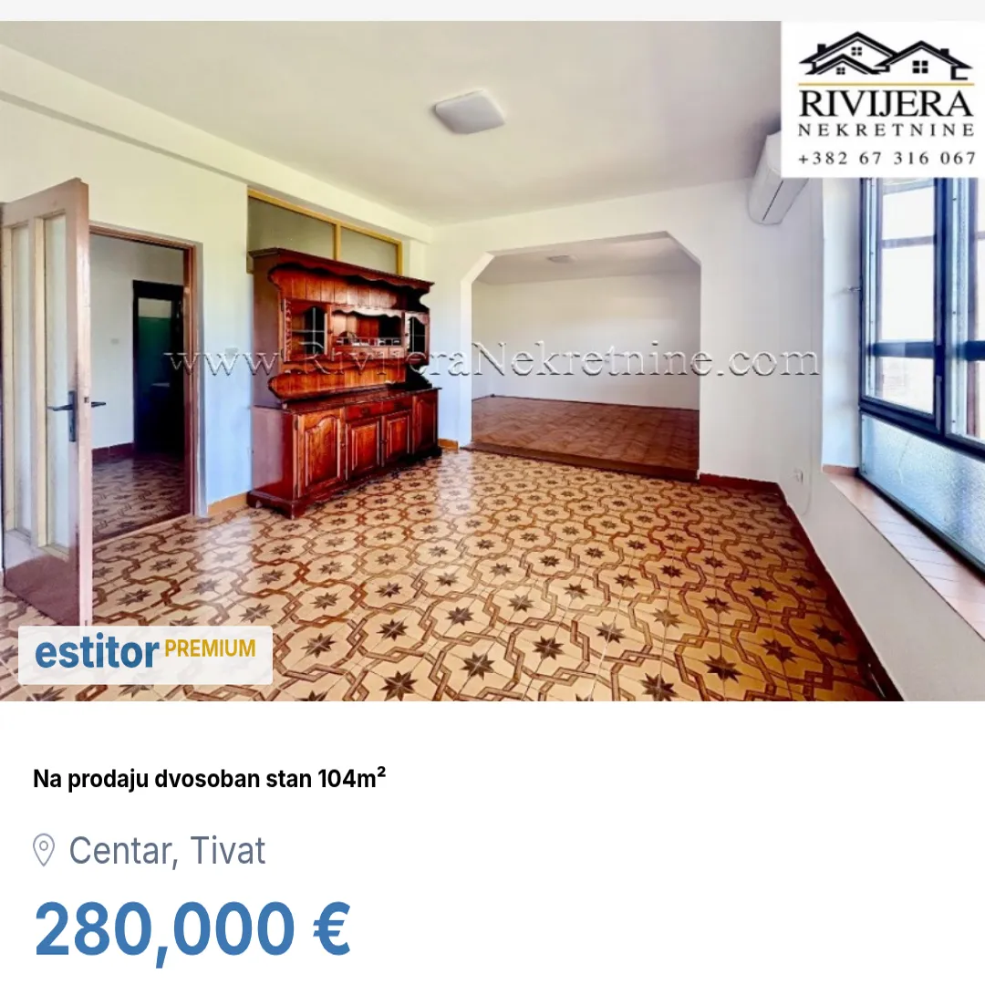 Prodaja, dvosoban stan, 104m², Centar, Tivat