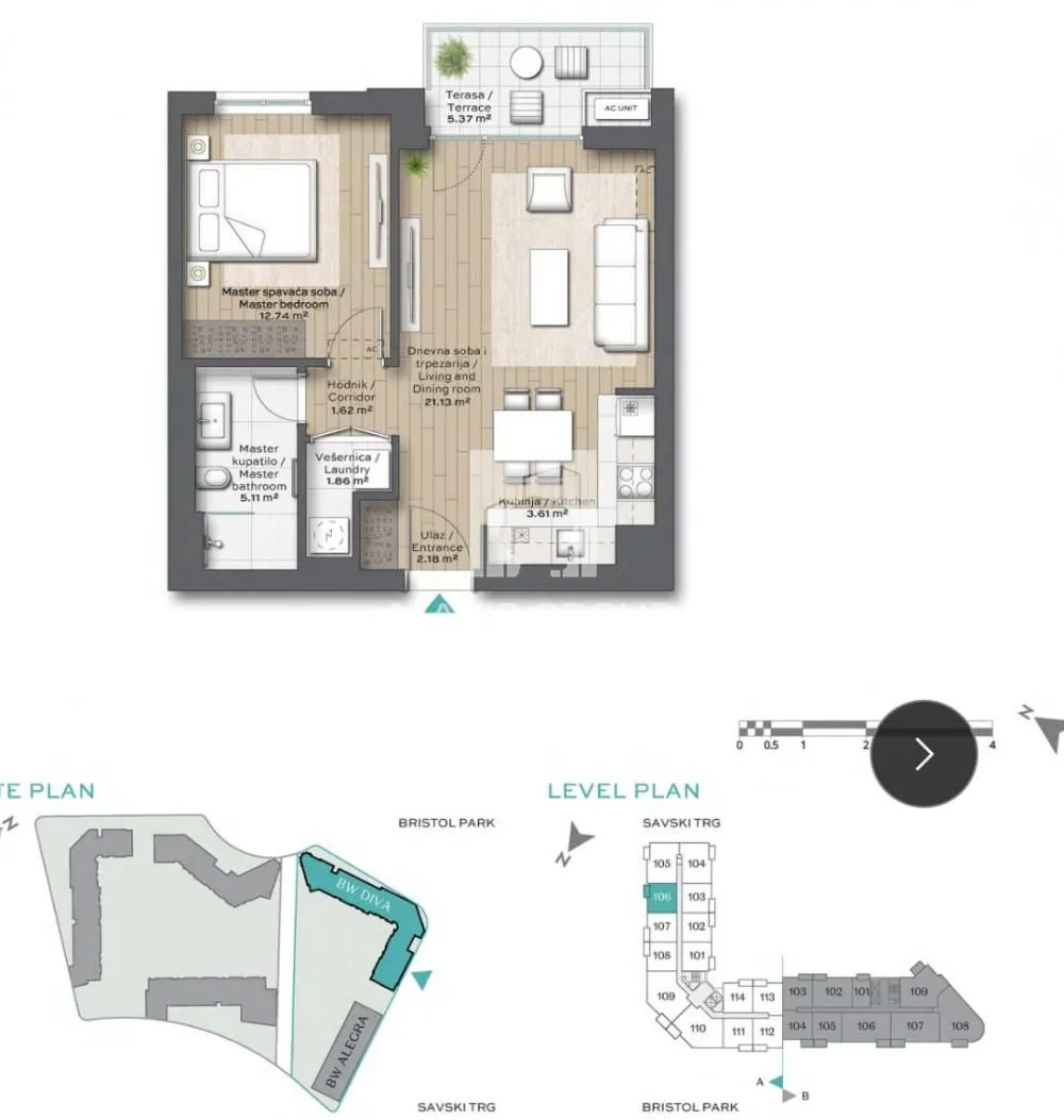 Prodaja, dvosoban stan, 54m², Savski Venac, Beograd