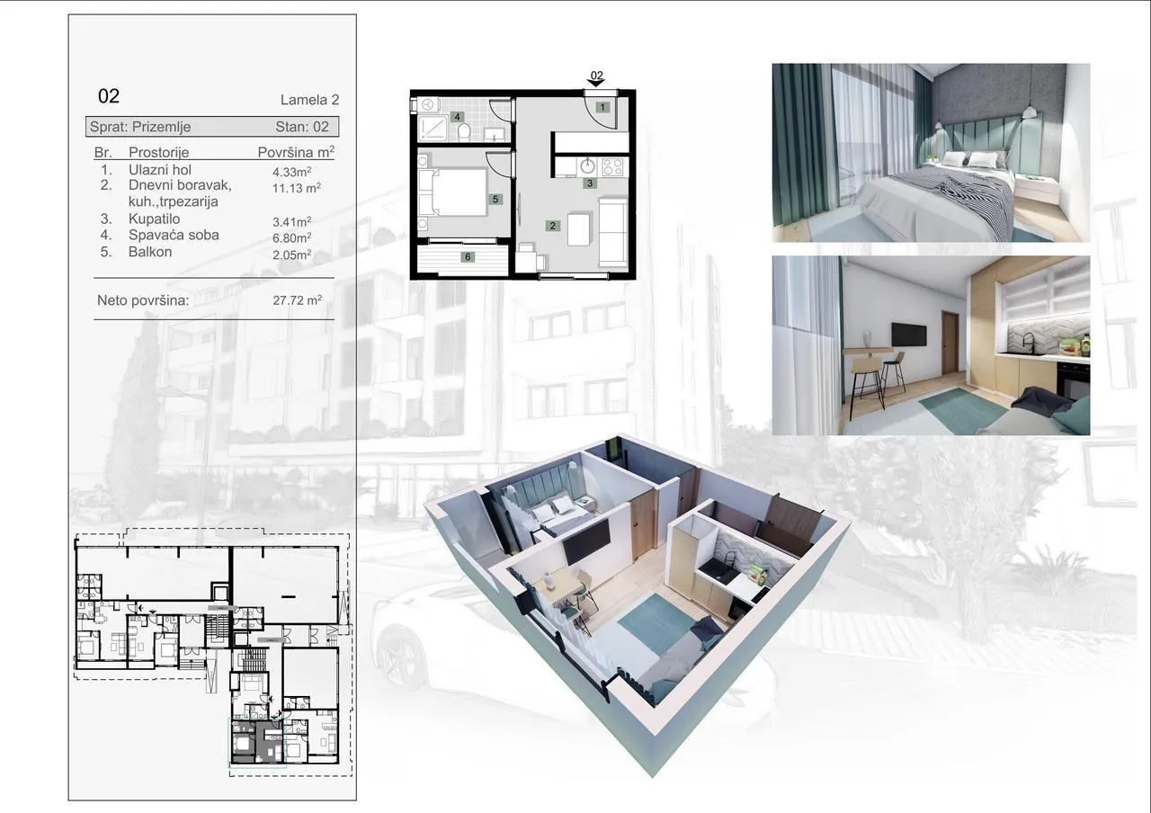 Sale, one bedroom apartment, 45m², Ulcinjsko Polje, Ulcinj