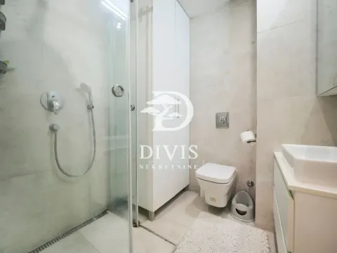 Modernly equipped bathroom with a walk-in shower, toilet and washbasin. - image 5