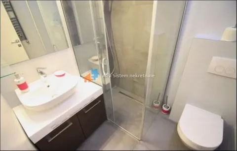 Modern bathroom with a walk-in shower, washbasin, and toilet. - image 17