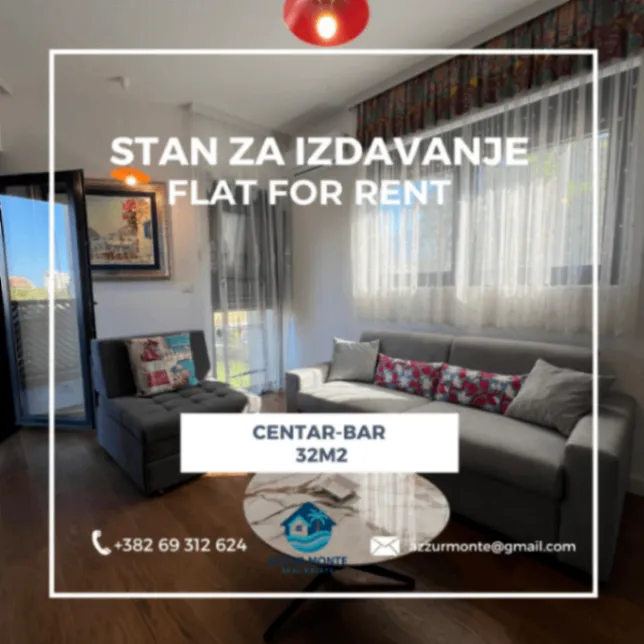 Izdavanje, garsonjera, 32m², Centar, Bar