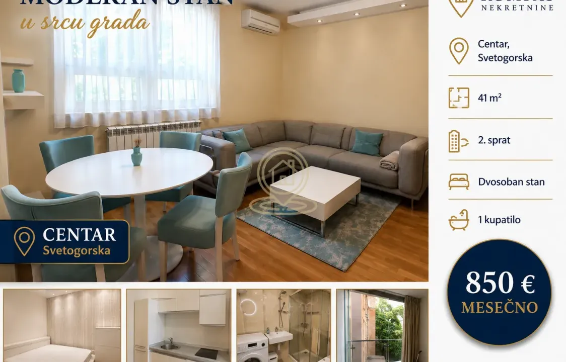 Rent, two bedroom apartment, 41m², Stari Grad, Beograd