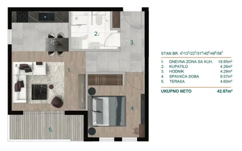 Prodaja, jednosoban stan, 42m², Bjeliši, Bar - image 7