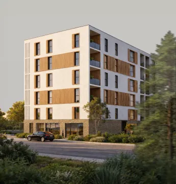 Spoljašnji izgled moderne stambene zgrade sa uređenom okolinom. - image 3