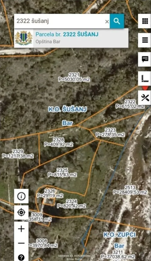 Sale, land lot, 1216m², Šušanj, Bar