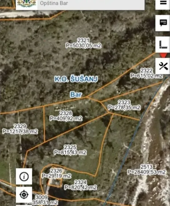 Prodaja, plac, 1216m², Šušanj, Bar