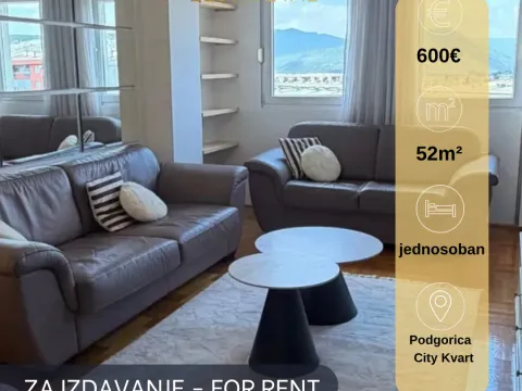 Rent, one bedroom apartment, 52m², City Kvart, Podgorica - image 1