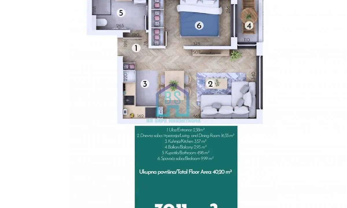 Sale, one bedroom apartment, 39m², Veternička rampa, Novi Sad Sve Podlokacije