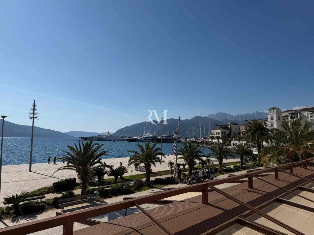 View from the terrace of the city marina and the sea.