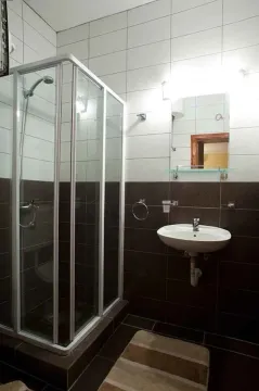 Kupatilo sa tuš kabinom, umivaonikom i ogledalom. - image 20