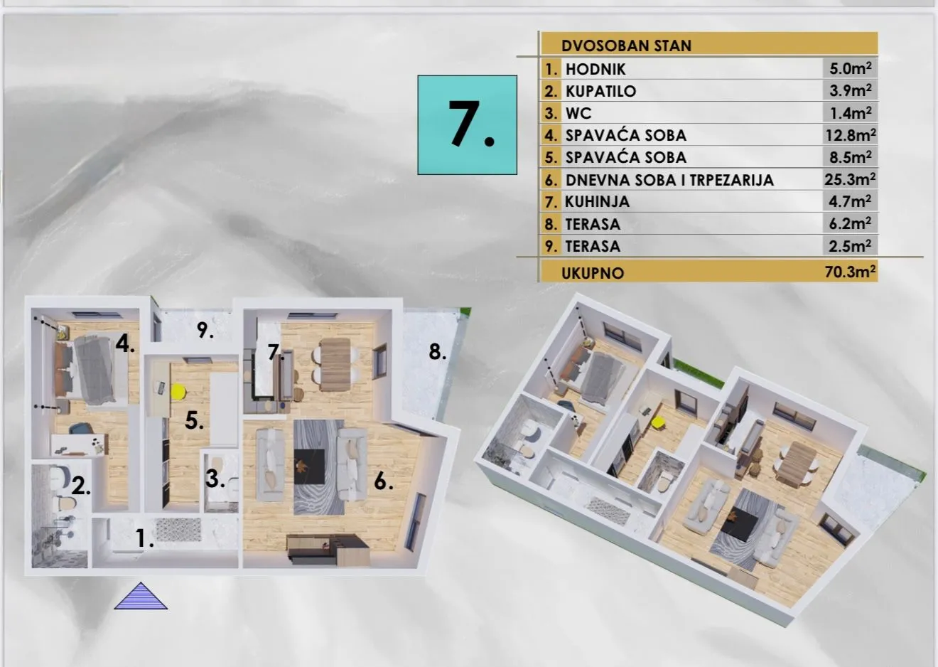Sale, two bedroom apartment, 70m², Ilino, Bar