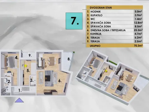 Prodaja, dvosoban stan, 70m², Ilino, Bar - image 4